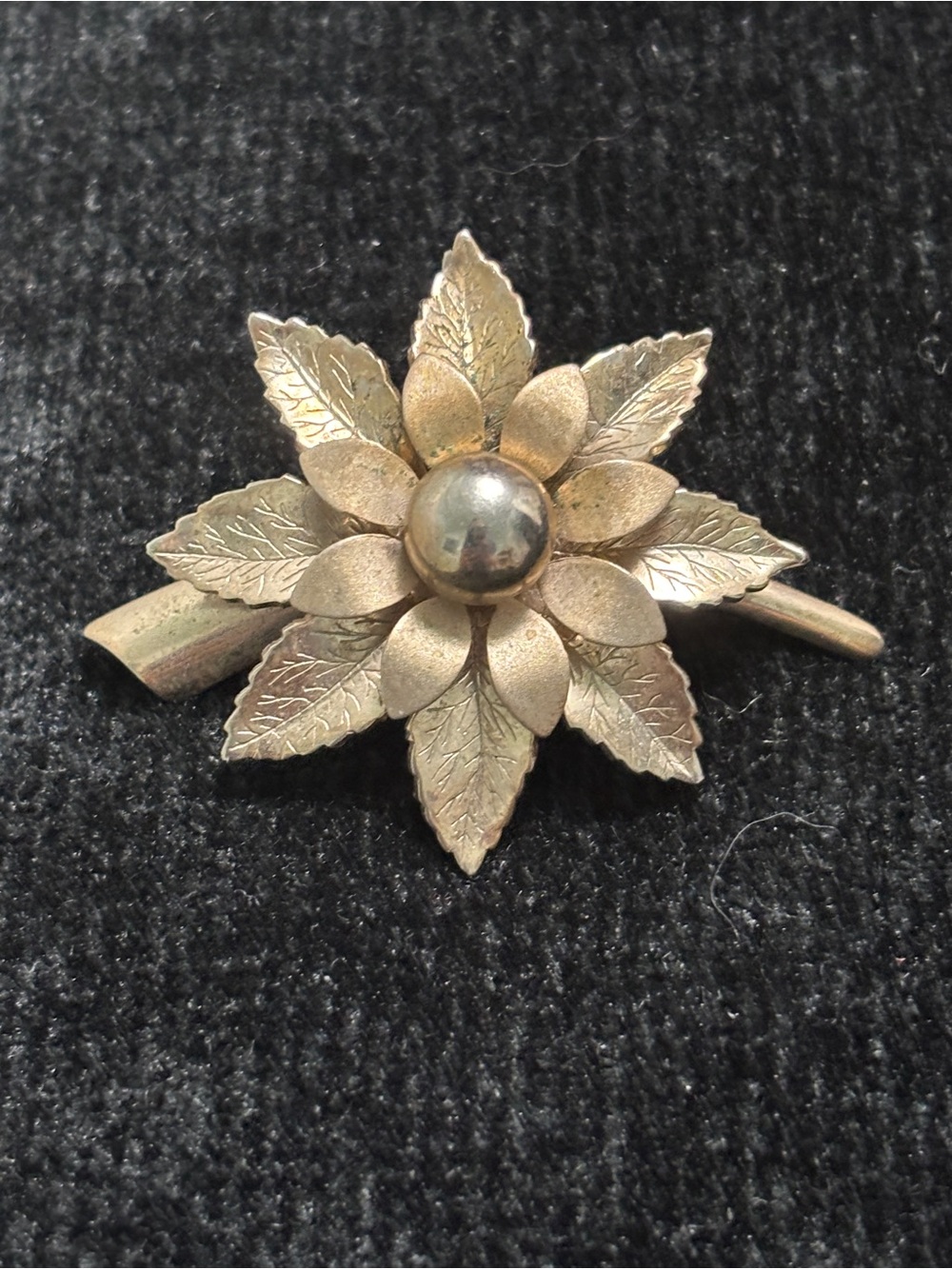 Gold Floral Leaf Brooch - Flower Pin